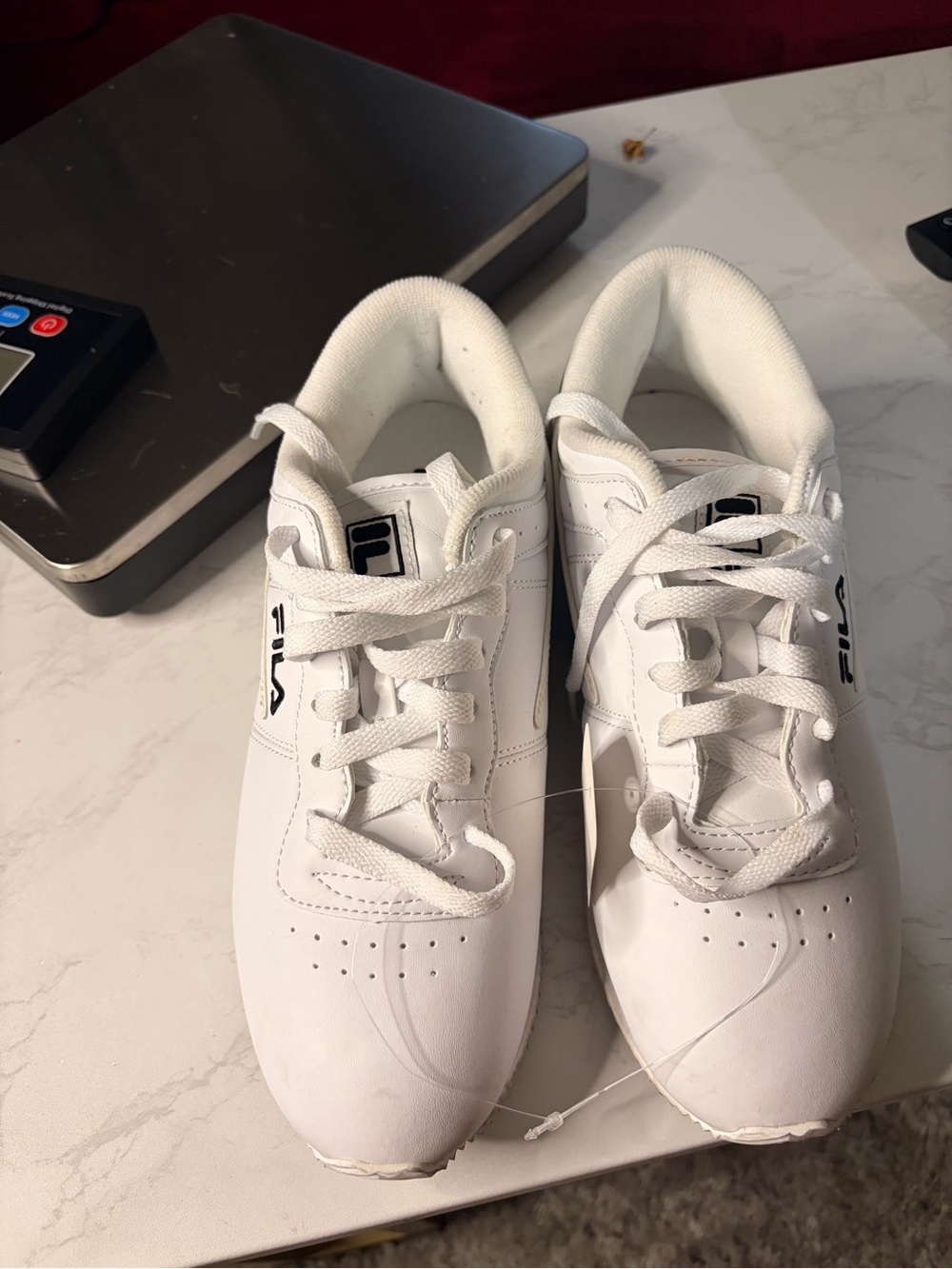 Fila White Kids Low-Top Sneakers with Navy Logo